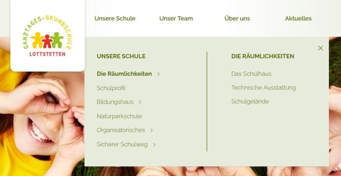 geöffnetes Untermenü zum Bereich "Unsere Schule"