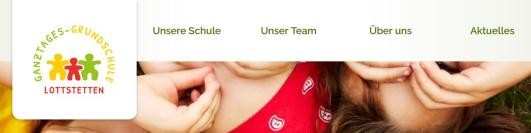 Navigationsleiste mit Text "Unsere Schule, Unser Team, Über uns, Aktuelles"